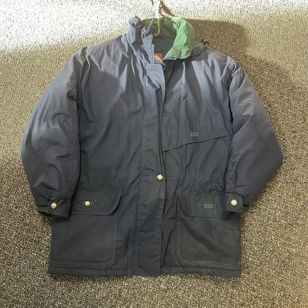 North Crest Vintage 1990s Jacket Full Zip Up Navy Blue Long Coat Rare Size Med